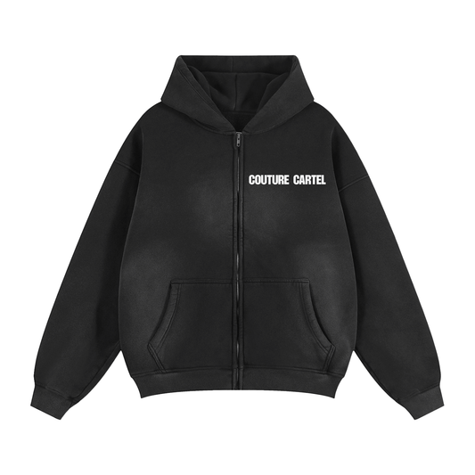 Sunfade Two-way Zipper Boxy Fleece Hoodie
