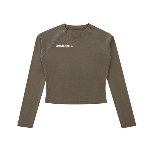Dyed Washed Raglan Long Sleeve Slim T-Shirt