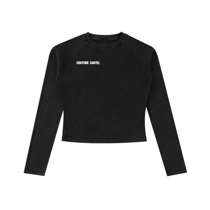 Dyed Washed Raglan Long Sleeve Slim T-Shirt